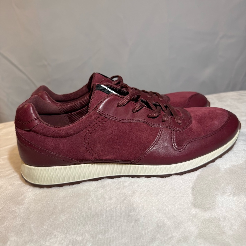 ECCO Burgundy Leather Suede Sneakers Size 40 EU / 9 US - Picture 2 of 7